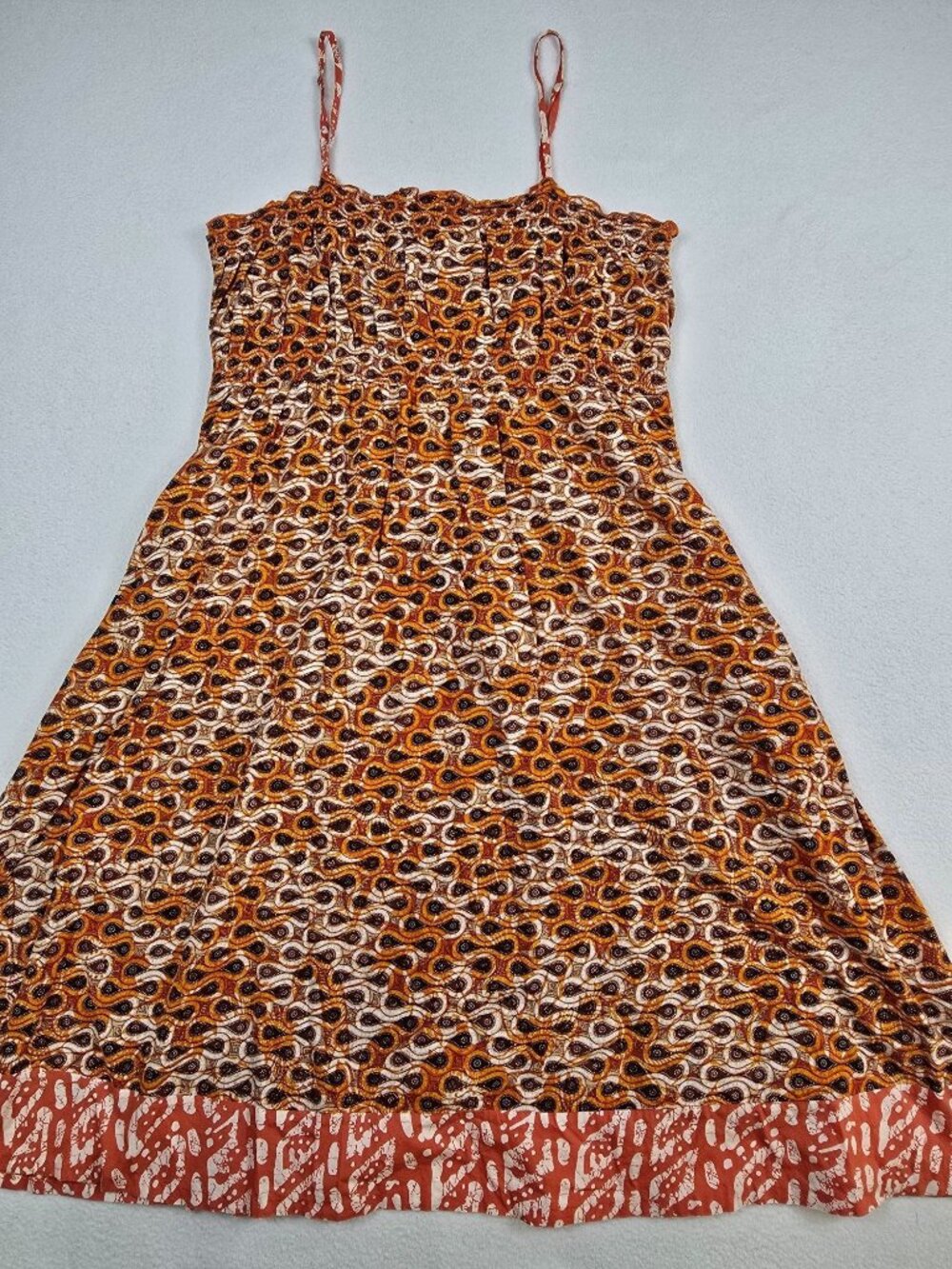 Old Navy Womens XL Sleeveless Sun Dress Orange/Brown Patterned Boho